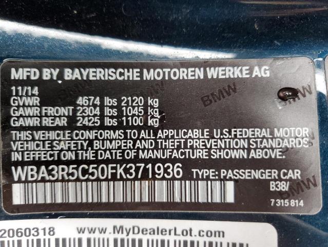 WBA3R5C50FK371936 - 2015 BMW 435 XI TWO TONE photo 10