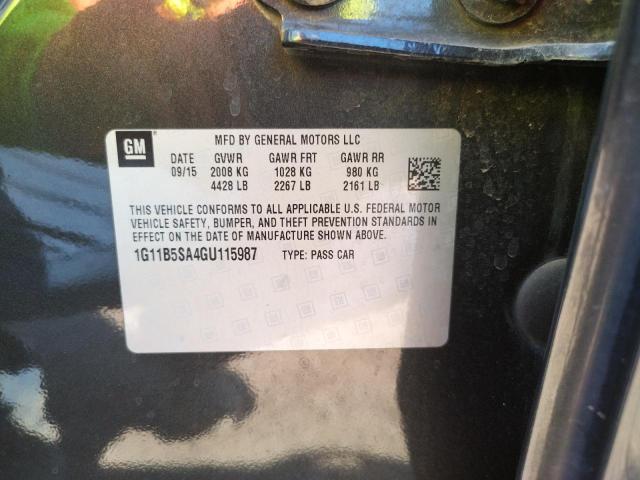 1G11B5SA4GU115987 - 2016 CHEVROLET MALIBU LIM 石墨色 照片 10