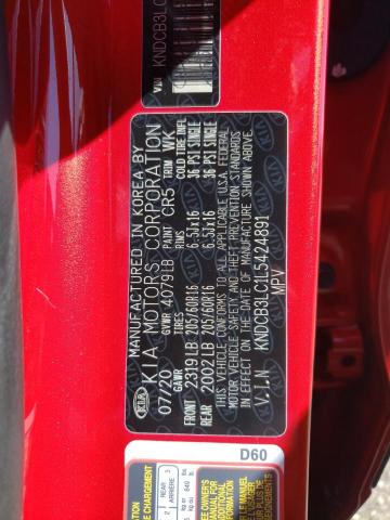 KNDCB3LC1L5424891 - 2020 KIA NIRO LX RED photo 10