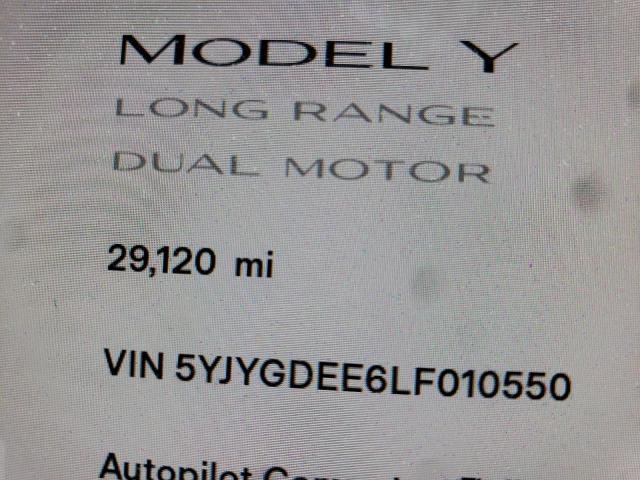 5YJYGDEE6LF010550 - 2020 TESLA MODEL Y أبيض صورة 8
