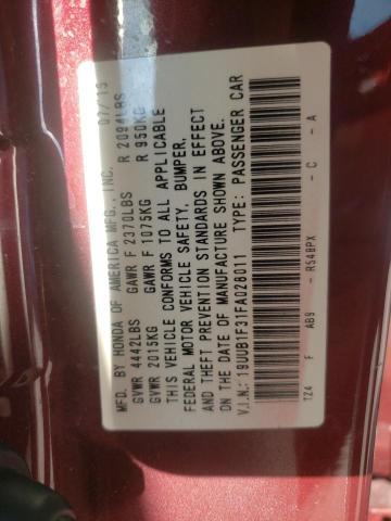 19UUB1F31FA028011 - 2015 ACURA TLX Kasztanowy zdjęcie 10