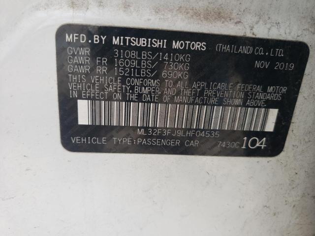 ML32F3FJ9LHF04535 - 2020 MITSUBISHI MIRAGE G4 WHITE photo 10