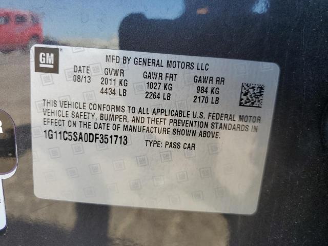 1G11C5SA0DF351713 - 2013 CHEVROLET MALIBU 1LT GRAY photo 10