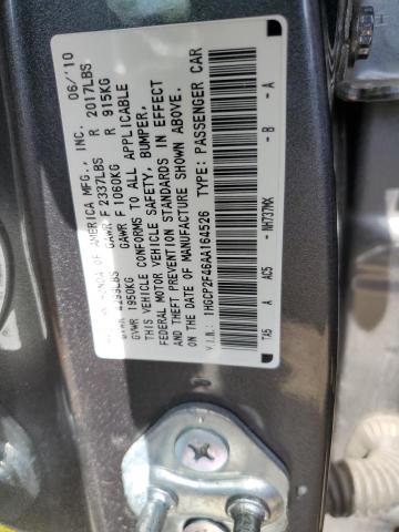 1HGCP2F46AA164526 - 2010 HONDA ACCORD LXP CHARCOAL photo 10