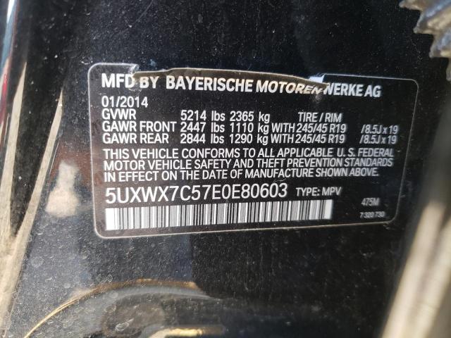 5UXWX7C57E0E80603 - 2014 BMW X3 XDRIVE3 BLACK photo 10