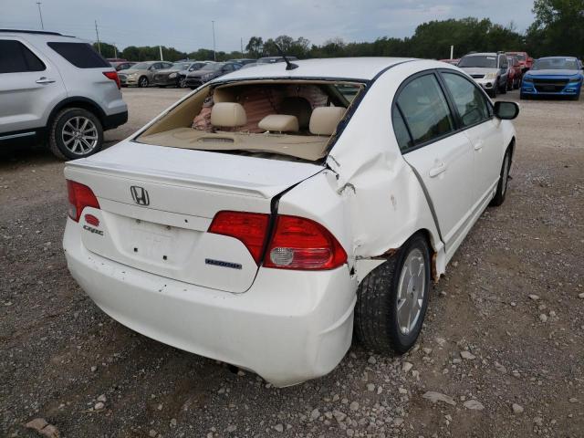 JHMFA36237S021150 - 2007 HONDA CIVIC HYBR WHITE photo 4