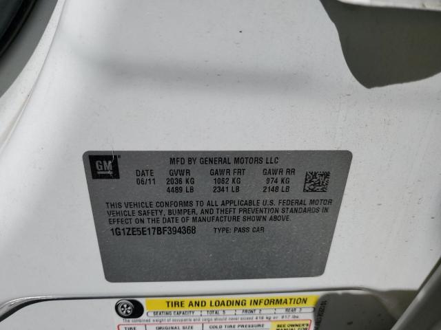 1G1ZE5E17BF394368 - 2011 CHEVROLET MALIBU LTZ თეთრი ფოტო 10
