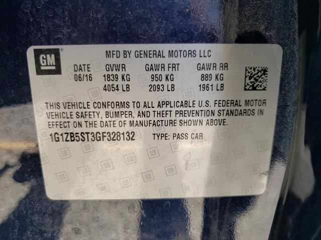 1G1ZB5ST3GF328132 - 2016 CHEVROLET MALIBU LS BLUE photo 10