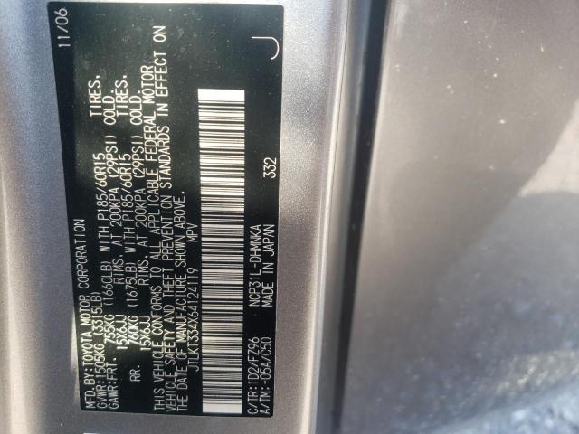 JTLKT334X64124119 - 2006 TOYOTA SCION XB ნაცრისფერი ფოტო 10