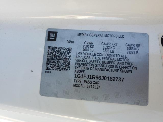 1G1FJ1R66J0182737 - 2018 CHEVROLET CAMARO ZL1 白色 照片 10