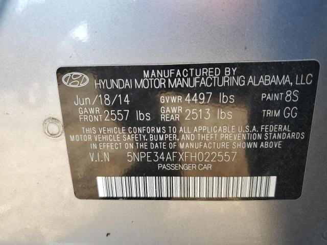 5NPE34AFXFH022557 - 2015 HYUNDAI SONATA SPO GRAY photo 10