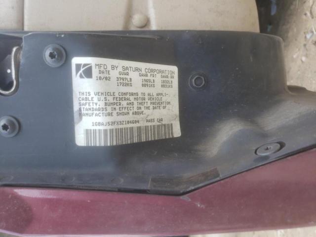 1G8AJ52FX3Z104604 - 2003 SATURN ION LEVEL RED photo 10