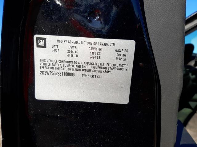 2G2WP552381100806 - 2008 PONTIAC GRAND PRIX Қара фото 10