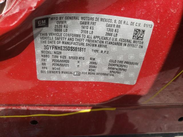 3GYFNHE35DS581811 - 2013 CADILLAC SRX PERFOR 红色 照片 10