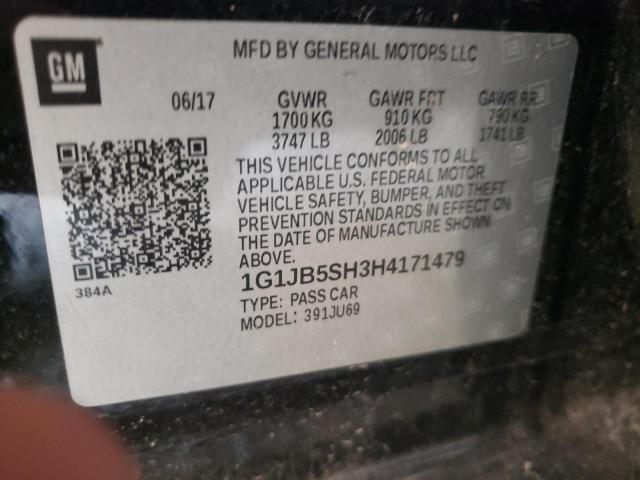 1G1JB5SH3H4171479 - 2017 CHEVROLET SONIC LS 黑色 照片 10