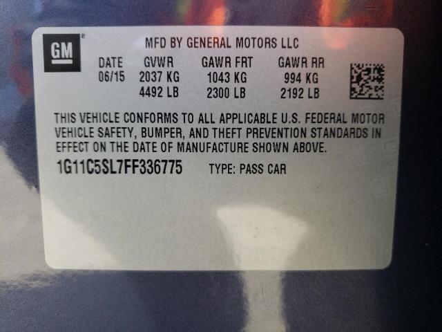 1G11C5SL7FF336775 - 2015 CHEVROLET MALIBU 1LT 蓝色 照片 10