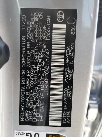 JTDKAMFP0M3175547 - 2021 TOYOTA PRIUS PRIM 银色 照片 10