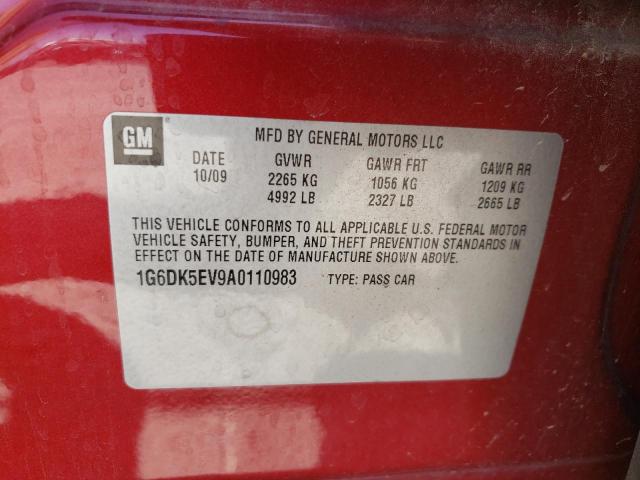 1G6DK5EV9A0110983 - 2010 CADILLAC CTS PERFOR Bordo fotoğraf 10