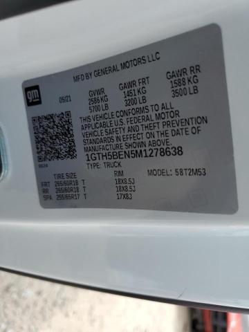 1GTH5BEN5M1278638 - 2021 GMC CANYON ELE WHITE photo 10