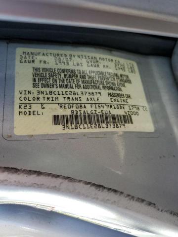 3N1BC11E28L373879 - 2008 NISSAN VERSA S GRAY photo 10