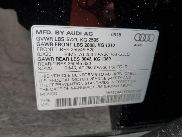 WA1C4AFY7K2001491 - 2019 AUDI SQ5 PRESTI BLACK photo 10