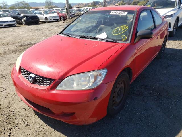 1HGEM22524L066750 - 2004 HONDA CIVIC RED photo 2