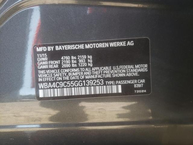 WBA4C9C55GG139253 - 2016 BMW 428 XI GRA GRAY photo 10