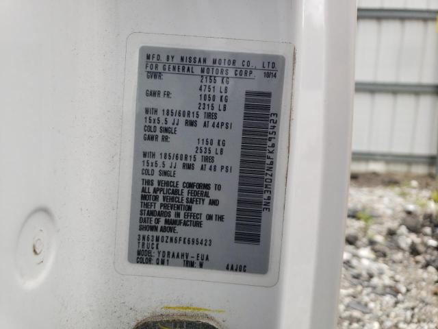 3N63M0ZN6FK695423 - 2015 CHEVROLET CITY EXPRE Ağ foto 10