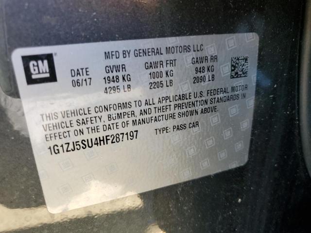 1G1ZJ5SU4HF287197 - 2017 CHEVROLET MALIBU HYB 黑色 照片 10