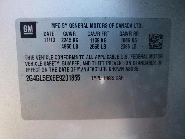 2G4GL5EX6E9201855 - 2014 BUICK REGAL SILVER photo 10