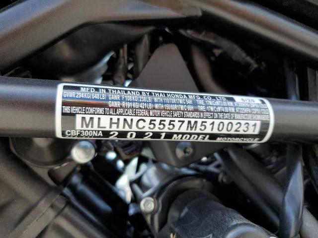 MLHNC5557M5100231 - 2021 HONDA CBF300 NA BLUE photo 10