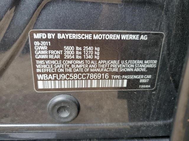 WBAFU9C58CC786916 - 2012 BMW 550 XI GRAY photo 10