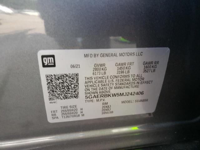 5GAERBKW5MJ242406 - 2021 BUICK ENCLAVE ES GRAY photo 10