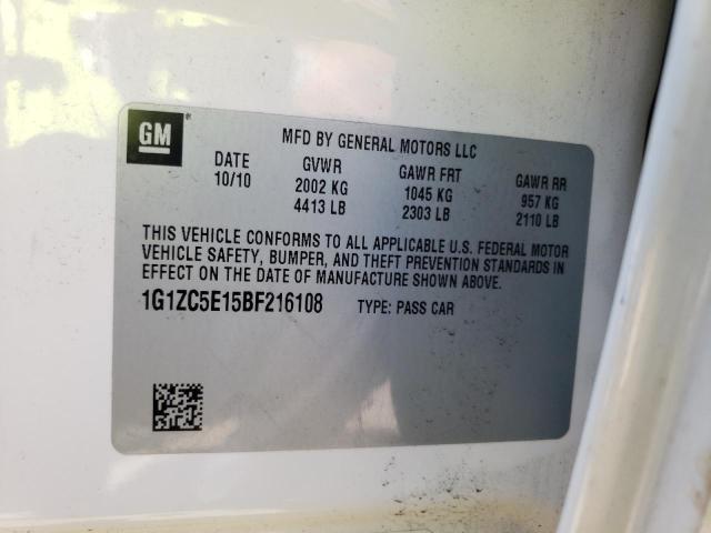 1G1ZC5E15BF216108 - 2011 CHEVROLET MALIBU 1LT 白色 照片 10