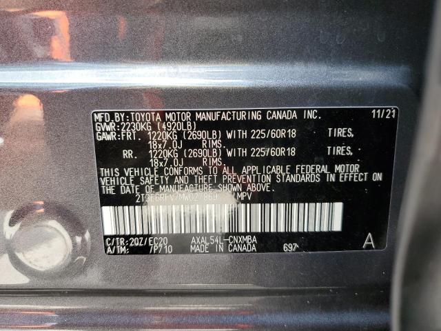 2T3E6RFV7MW027869 - 2021 TOYOTA RAV4 XSE CHARCOAL photo 10