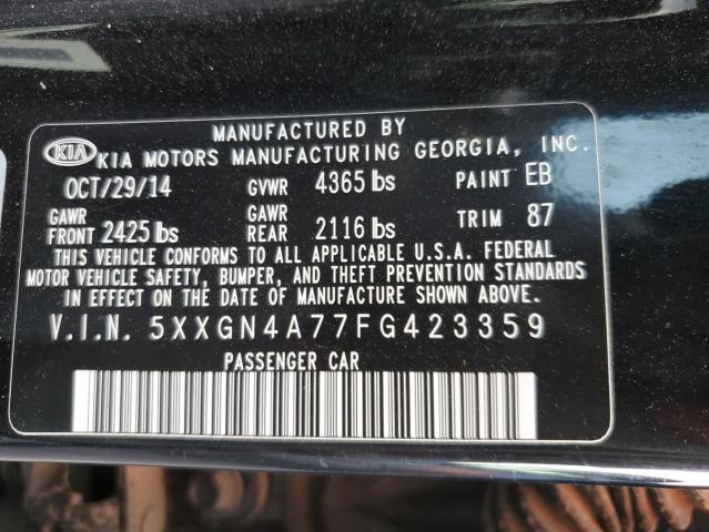 5XXGN4A77FG423359 - 2015 KIA OPTIMA EX BLACK photo 10