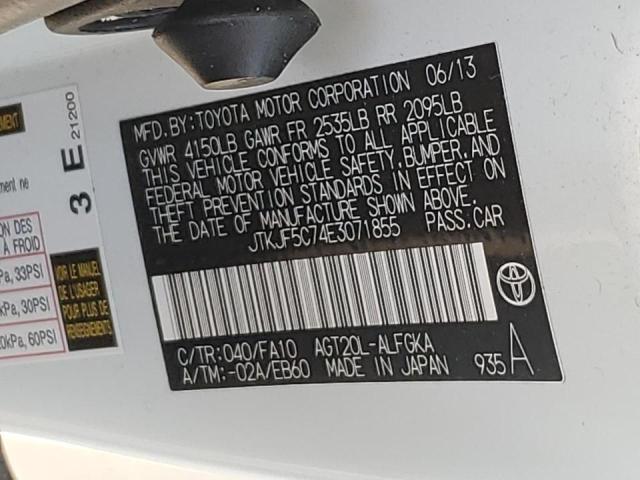 JTKJF5C74E3071855 - 2014 TOYOTA SCION TC თეთრი ფოტო 10