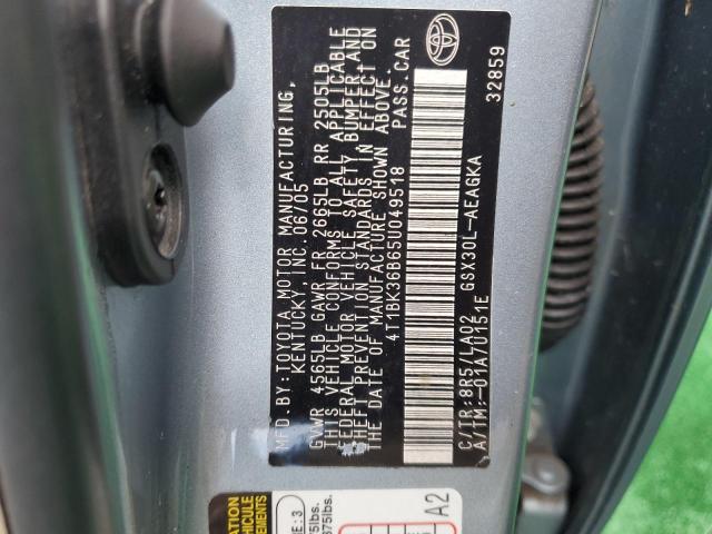 4T1BK36B65U049518 - 2005 TOYOTA AVALON XL BLUE photo 10