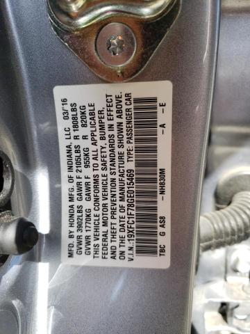 19XFC1F78GE015469 - 2016 HONDA CIVIC EXL 银色 照片 10
