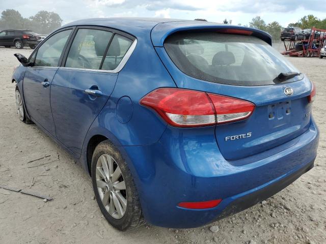 KNAFX5A88E5218993 - 2014 KIA FORTE EX BLUE photo 3