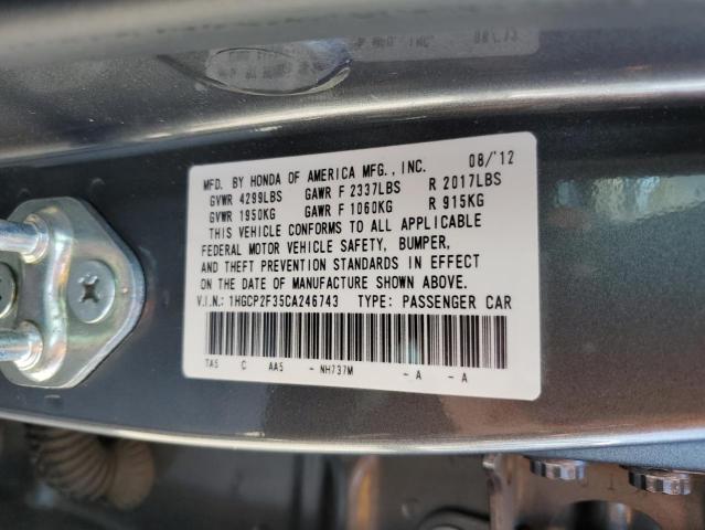 1HGCP2F35CA246743 - 2012 HONDA ACCORD LX SILVER photo 10