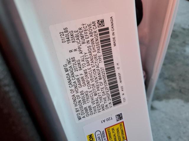 2HGFE2F53NH562537 - 2022 HONDA CIVIC SPOR WHITE photo 10
