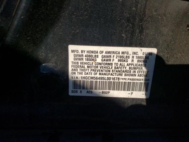 1HGCM56495L001678 - 2005 HONDA ACCORD LX  photo 10