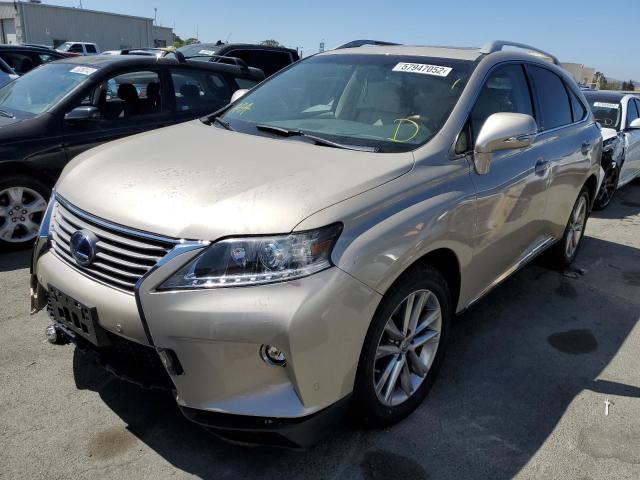 2T2BC1BA0FC001221 - 2015 LEXUS RX 450H BEIGE photo 2