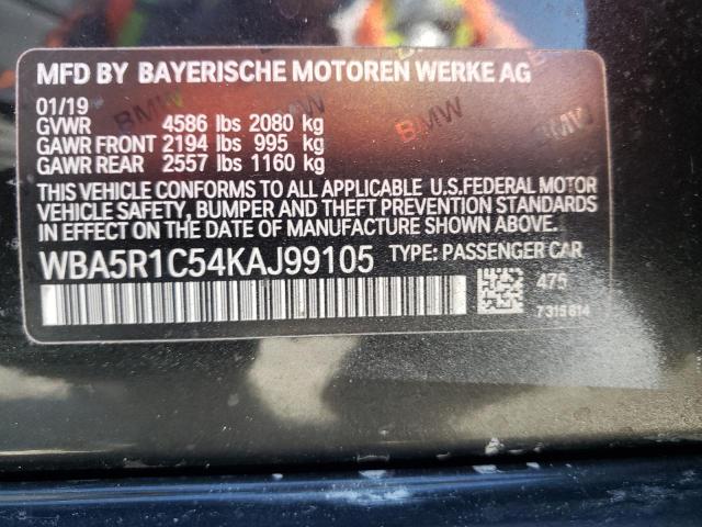 WBA5R1C54KAJ99105 - 2019 BMW 330I BLACK photo 10