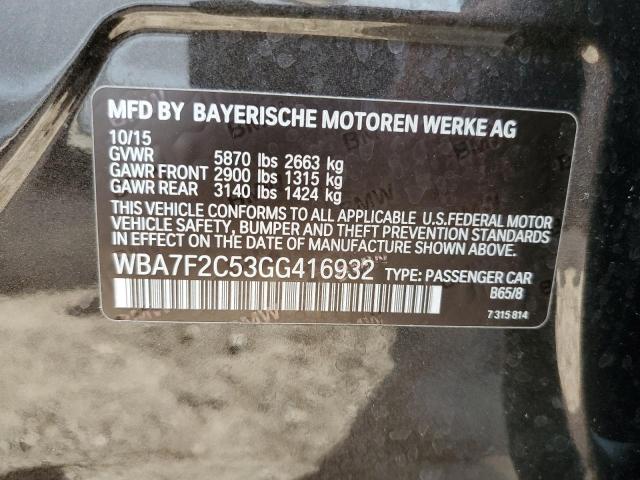 WBA7F2C53GG416932 - 2016 BMW 750 XI CHARCOAL photo 10