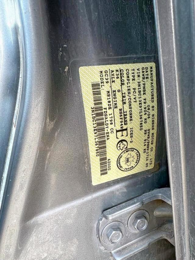 3N1BC13E97L367850 - 2007 NISSAN VERSA S SILVER photo 9