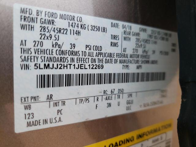 5LMJJ2HT1JEL12269 - 2018 LINCOLN NAVIGATOR 米色 照片 10