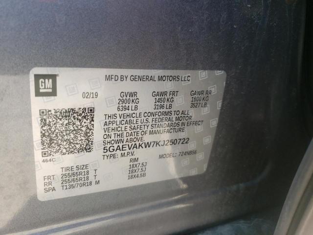 5GAEVAKW7KJ250722 - 2019 BUICK ENCLAVE ES GRAY photo 10