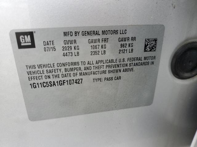 1G11C5SA1GF107427 - 2016 CHEVROLET MALIBU LIM 银色 照片 10